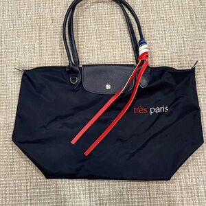 Longchamp Le Pliage Tres Paris Top Handle Shoulder Bag  Color: Navy
